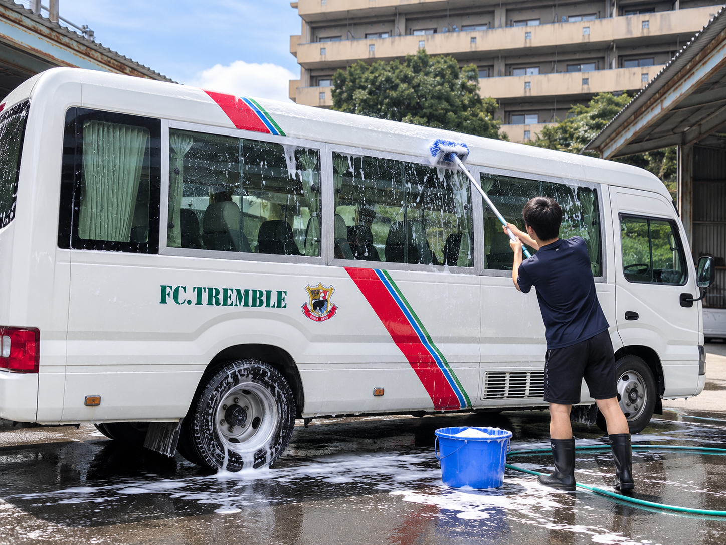 施設清掃・洗車の様子